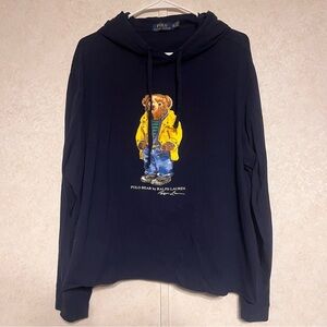 Ralph Lauren Navy Hoodie with Bear Design